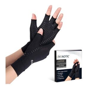 Copper Arthritis Gloves for Women Men, Fingerless Breathable